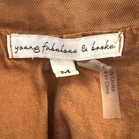 Young Fabulous & Broke Tan Clara Utility Bomber Jacket Size Medium Coastal - Picture 6 of 7